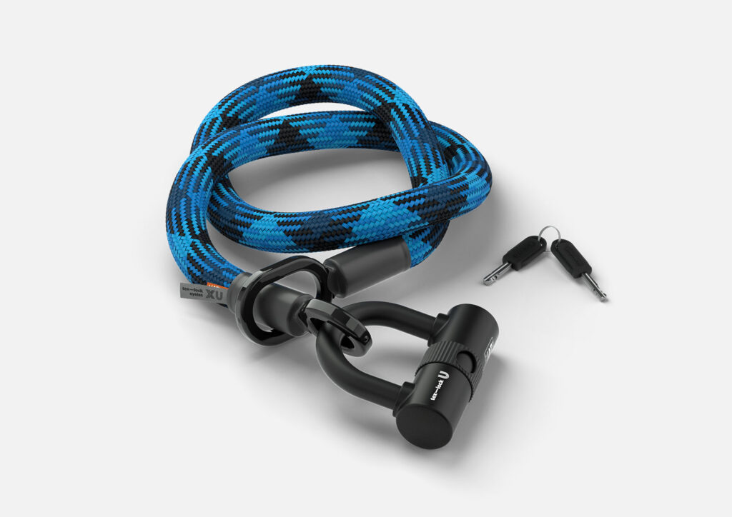 Produktbild Textilschloss tex–lock eyelet Größe M mit U-Lock in morpho blue